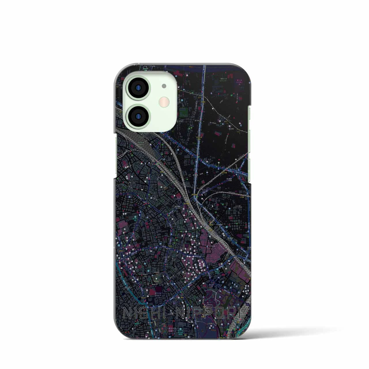 【西日暮里(東京都)】地図柄iPhoneケース(バックカバータイプ)