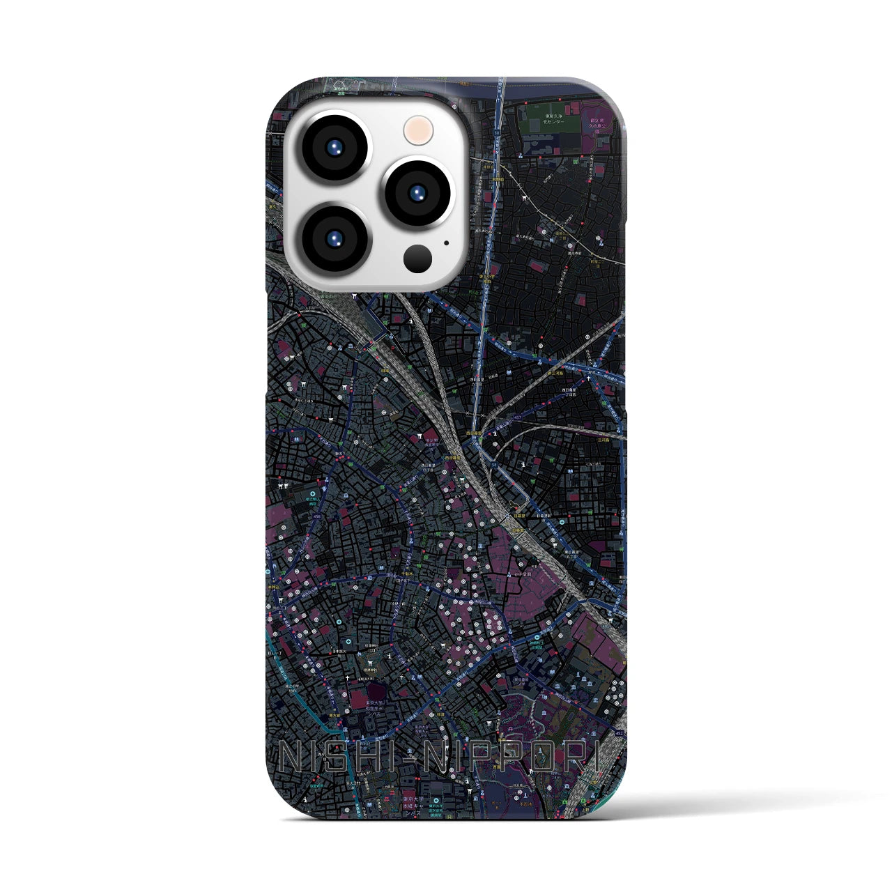 【西日暮里(東京都)】地図柄iPhoneケース(バックカバータイプ)