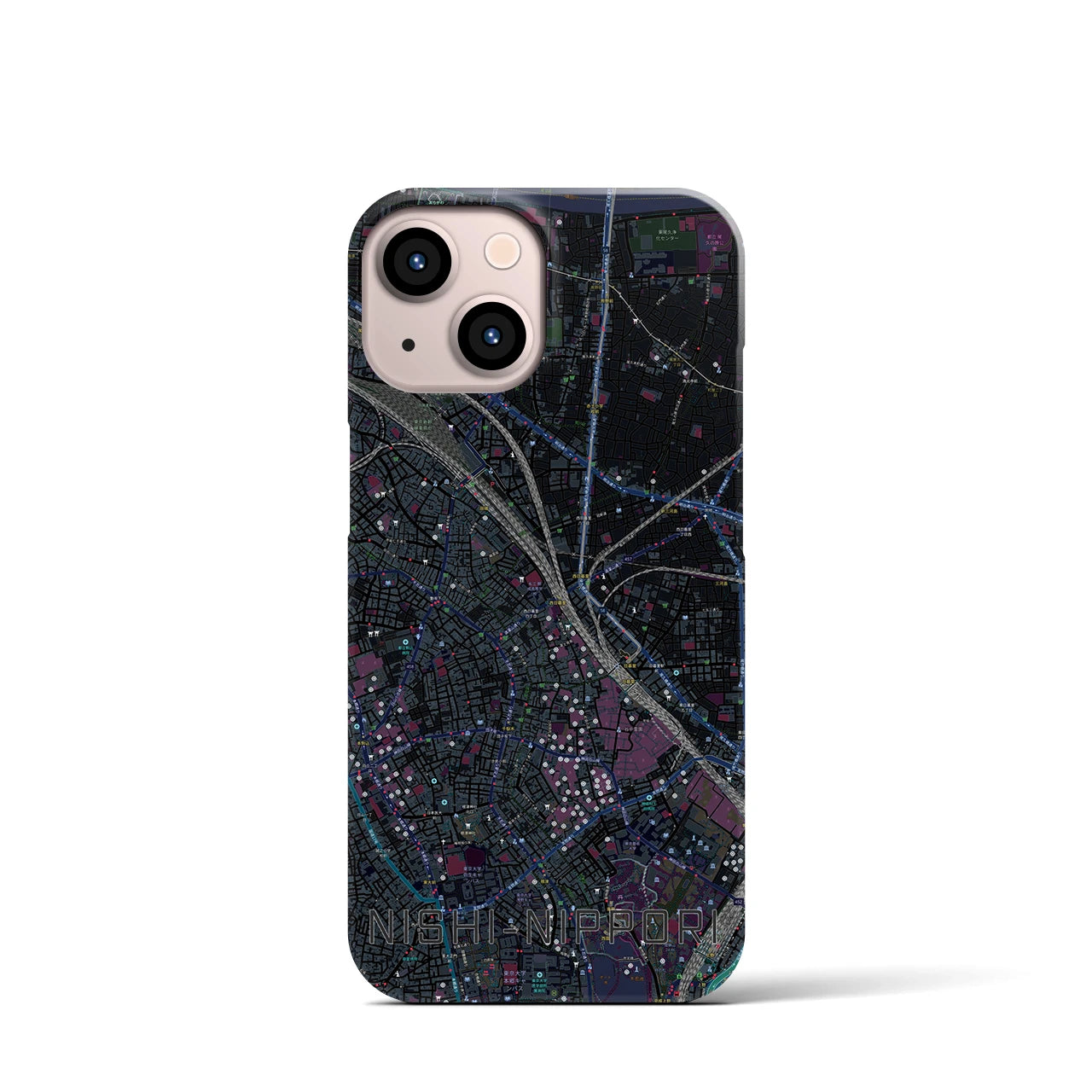 【西日暮里(東京都)】地図柄iPhoneケース(バックカバータイプ)