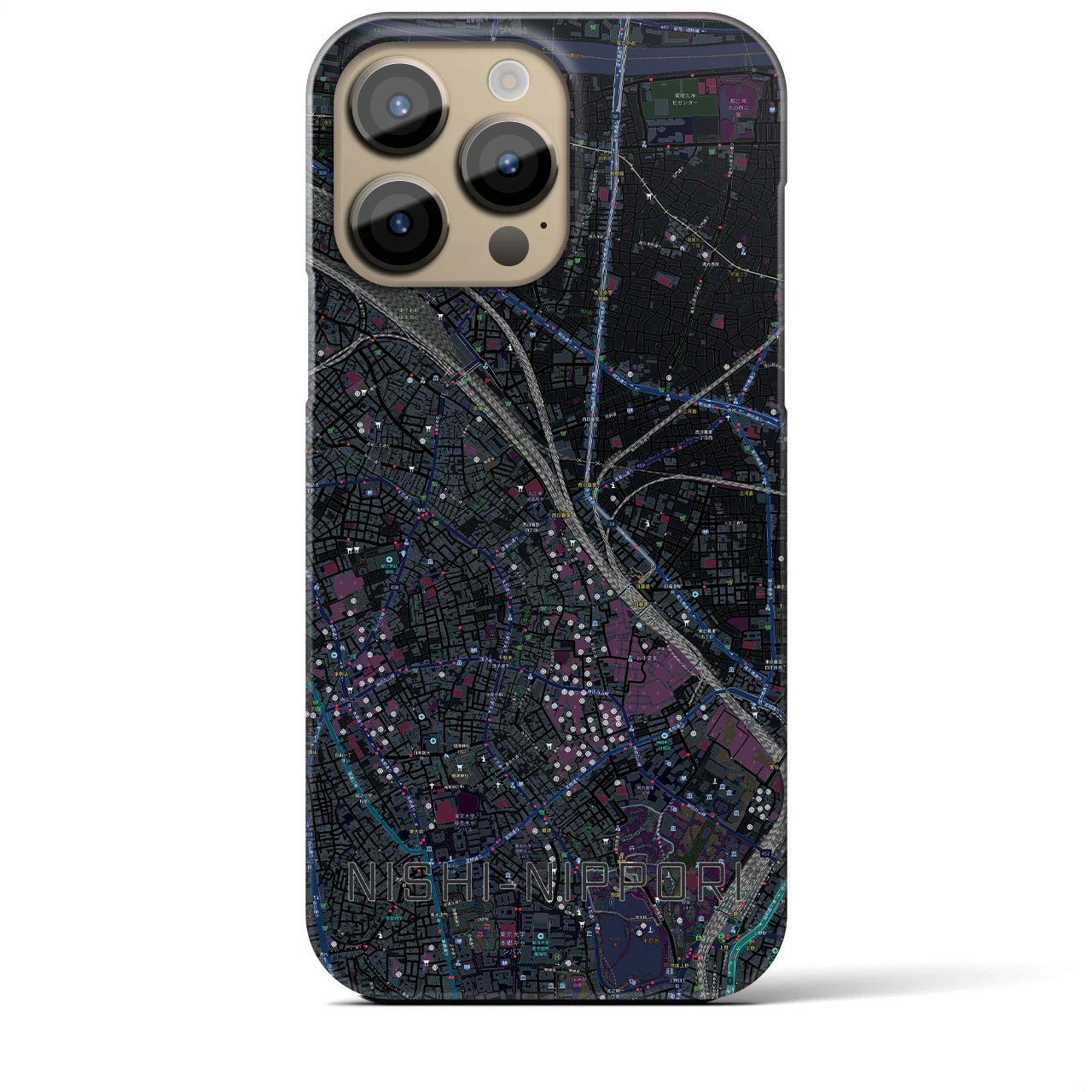 【西日暮里(東京都)】地図柄iPhoneケース(バックカバータイプ)