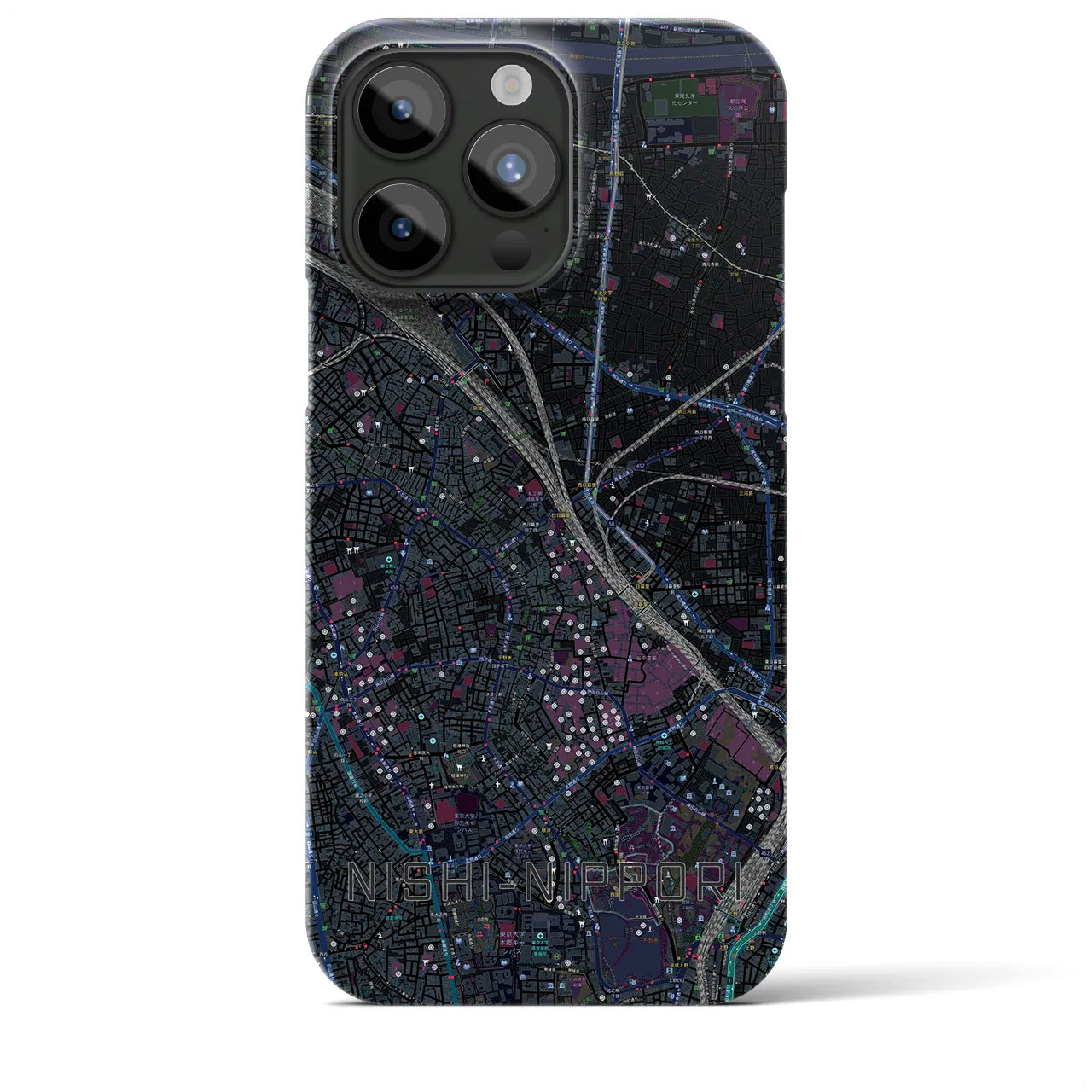 【西日暮里(東京都)】地図柄iPhoneケース(バックカバータイプ)
