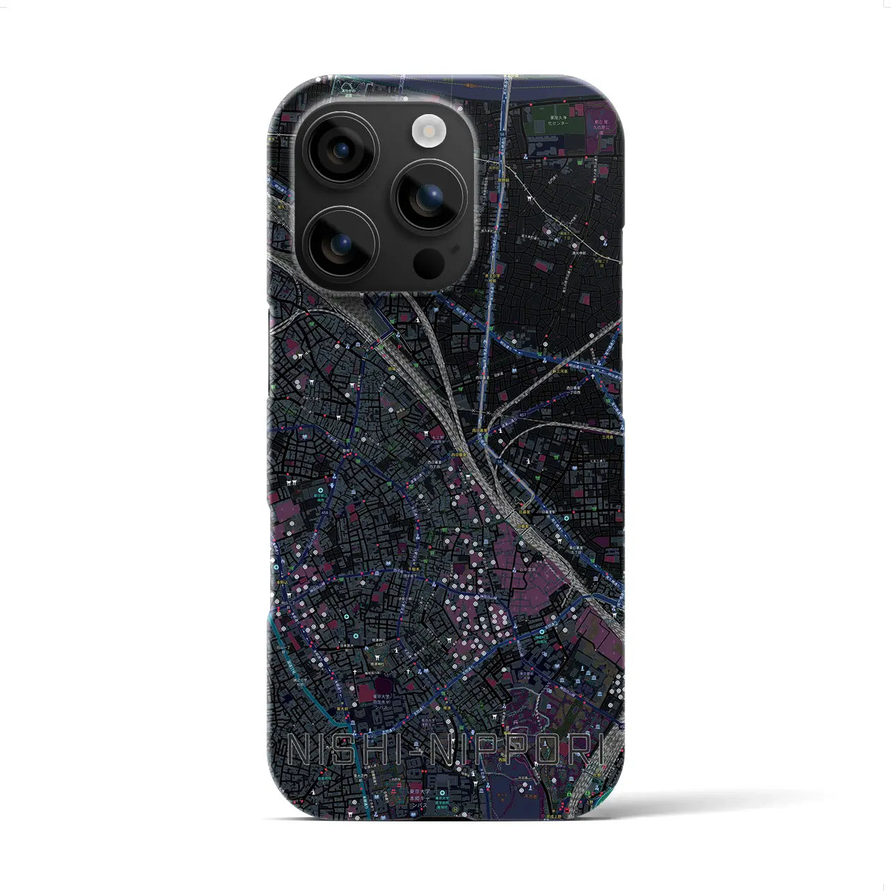 【西日暮里(東京都)】地図柄iPhoneケース(バックカバータイプ)