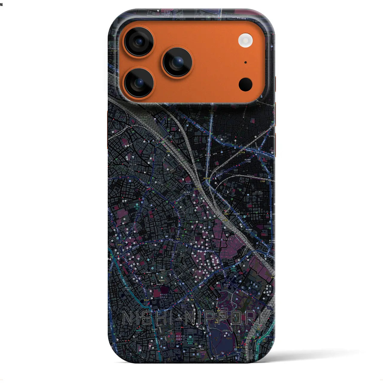 【西日暮里(東京都)】地図柄iPhoneケース(バックカバータイプ)