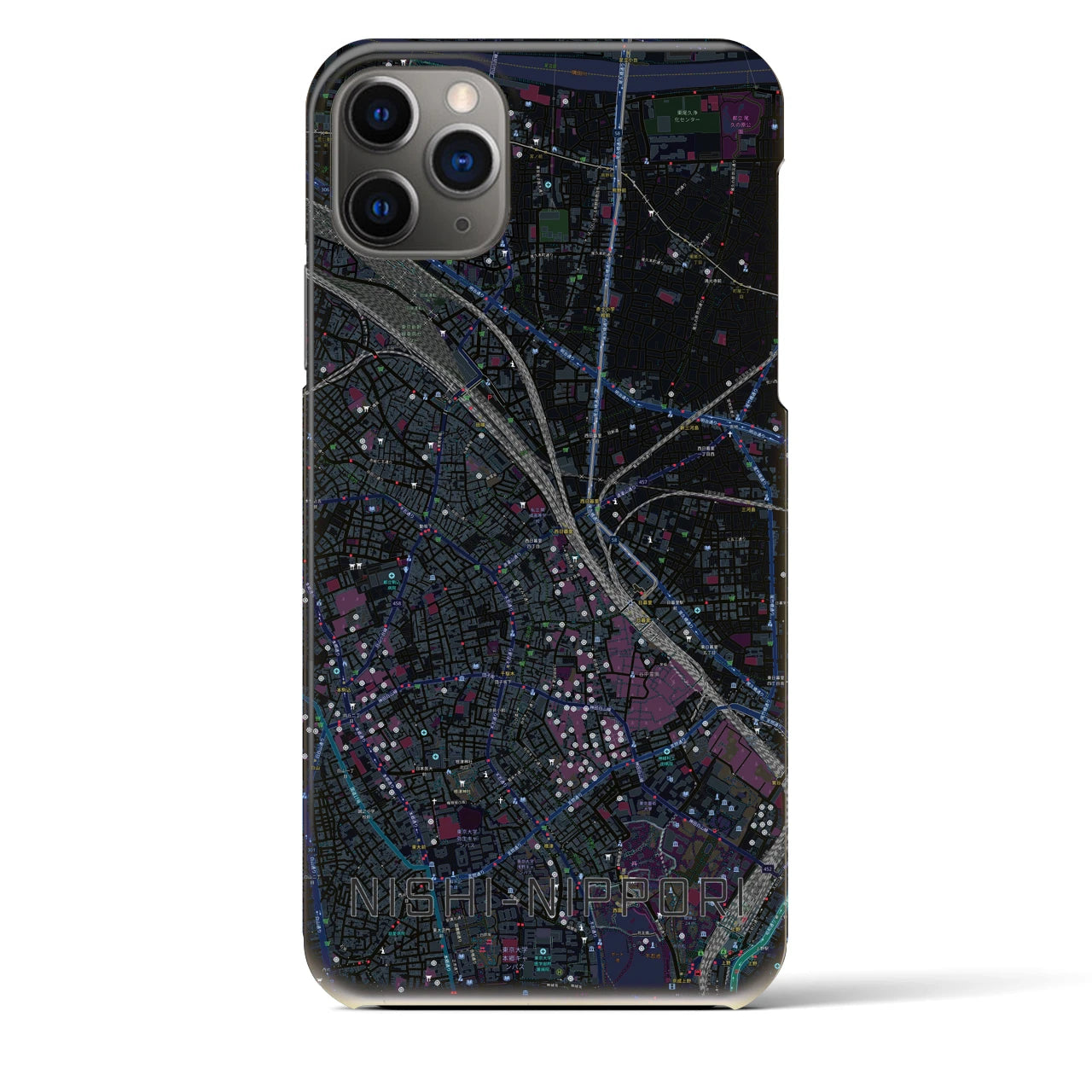 【西日暮里(東京都)】地図柄iPhoneケース(バックカバータイプ)