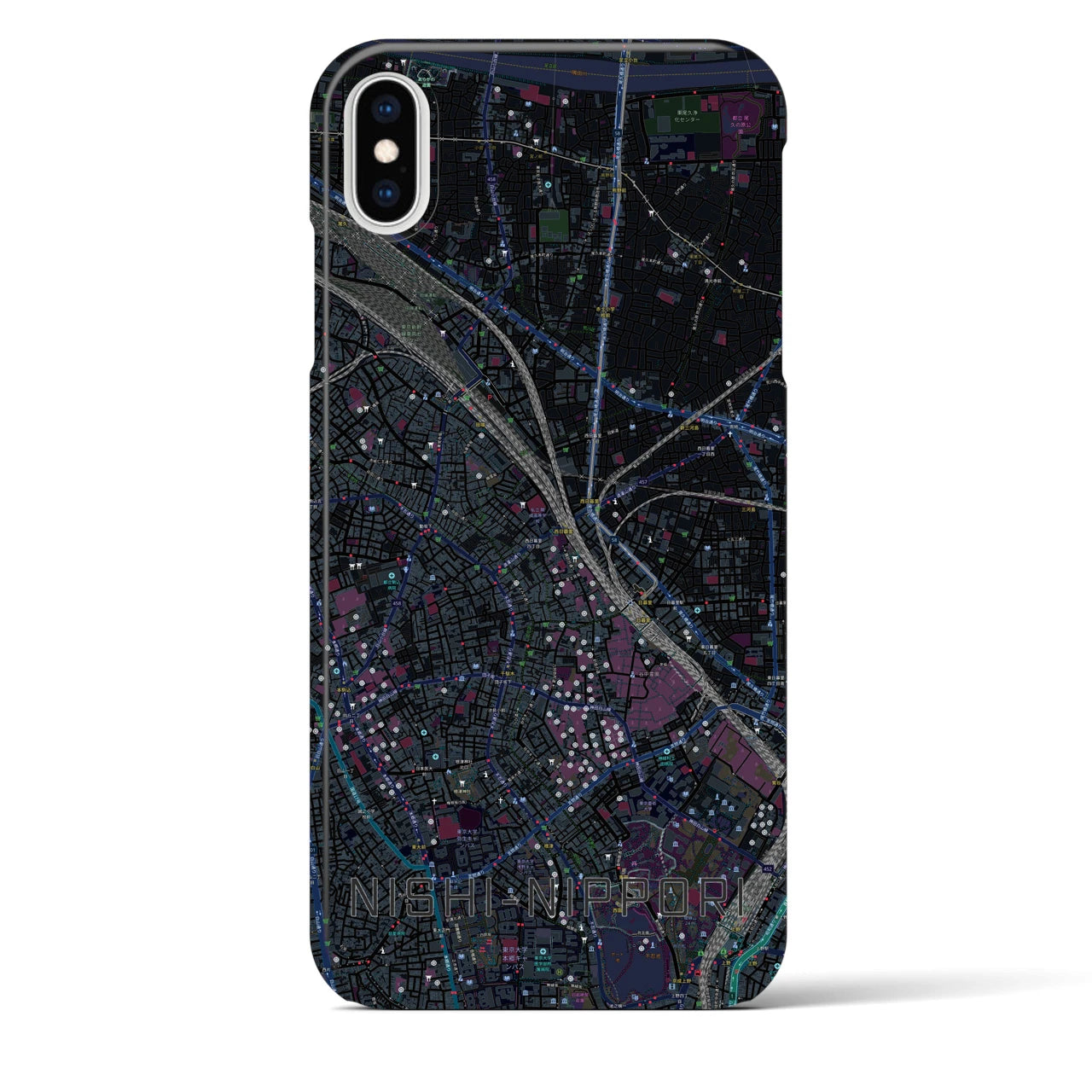 【西日暮里(東京都)】地図柄iPhoneケース(バックカバータイプ)