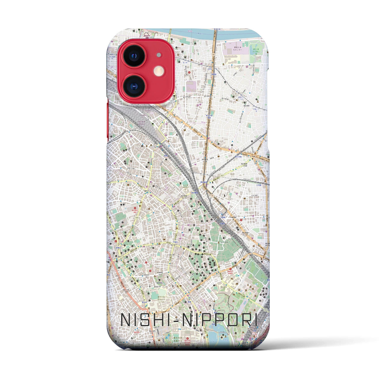 【西日暮里(東京都)】地図柄iPhoneケース(バックカバータイプ)
