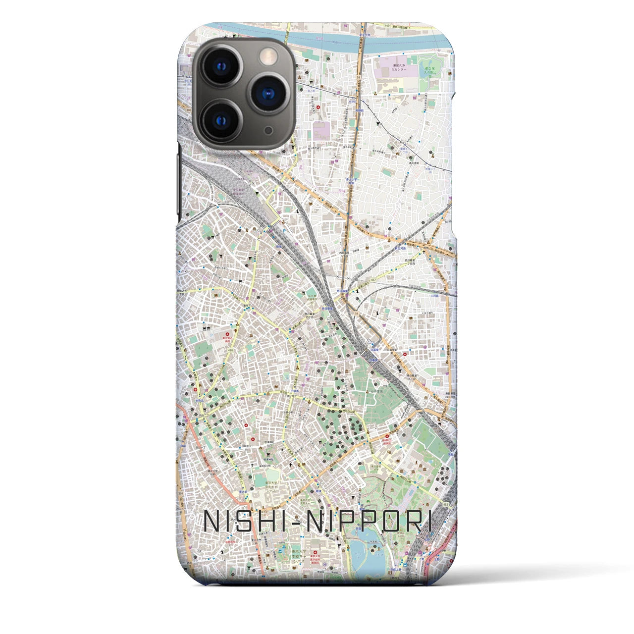 【西日暮里(東京都)】地図柄iPhoneケース(バックカバータイプ)