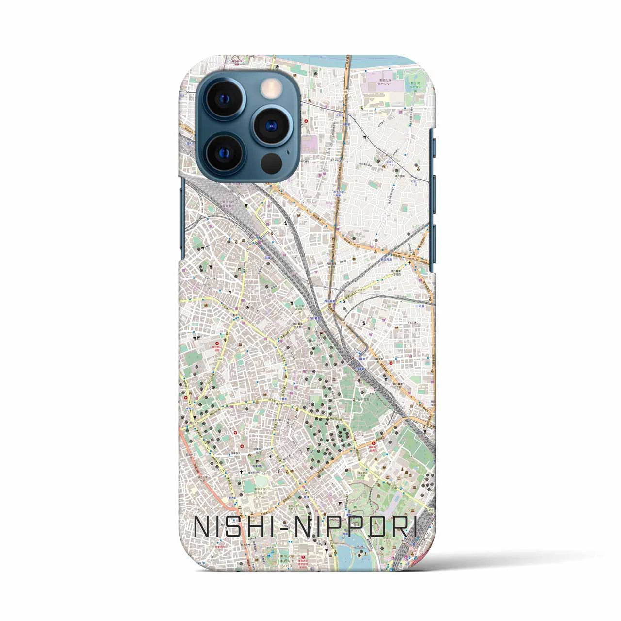 【西日暮里(東京都)】地図柄iPhoneケース(バックカバータイプ)