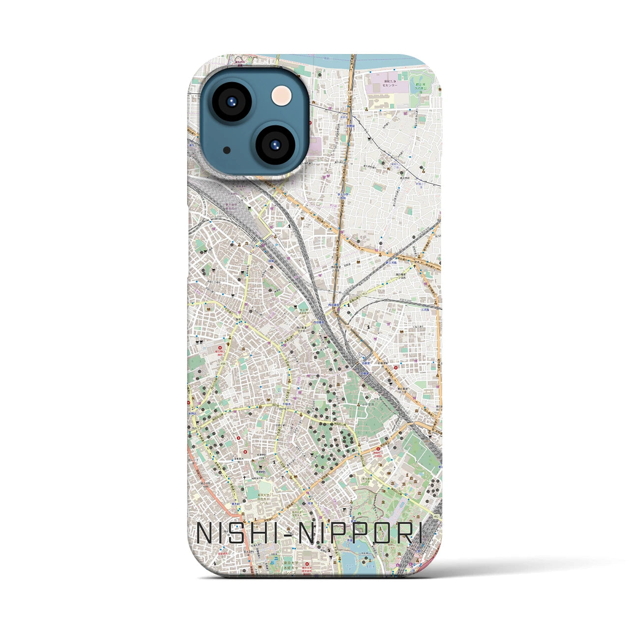 【西日暮里(東京都)】地図柄iPhoneケース(バックカバータイプ)