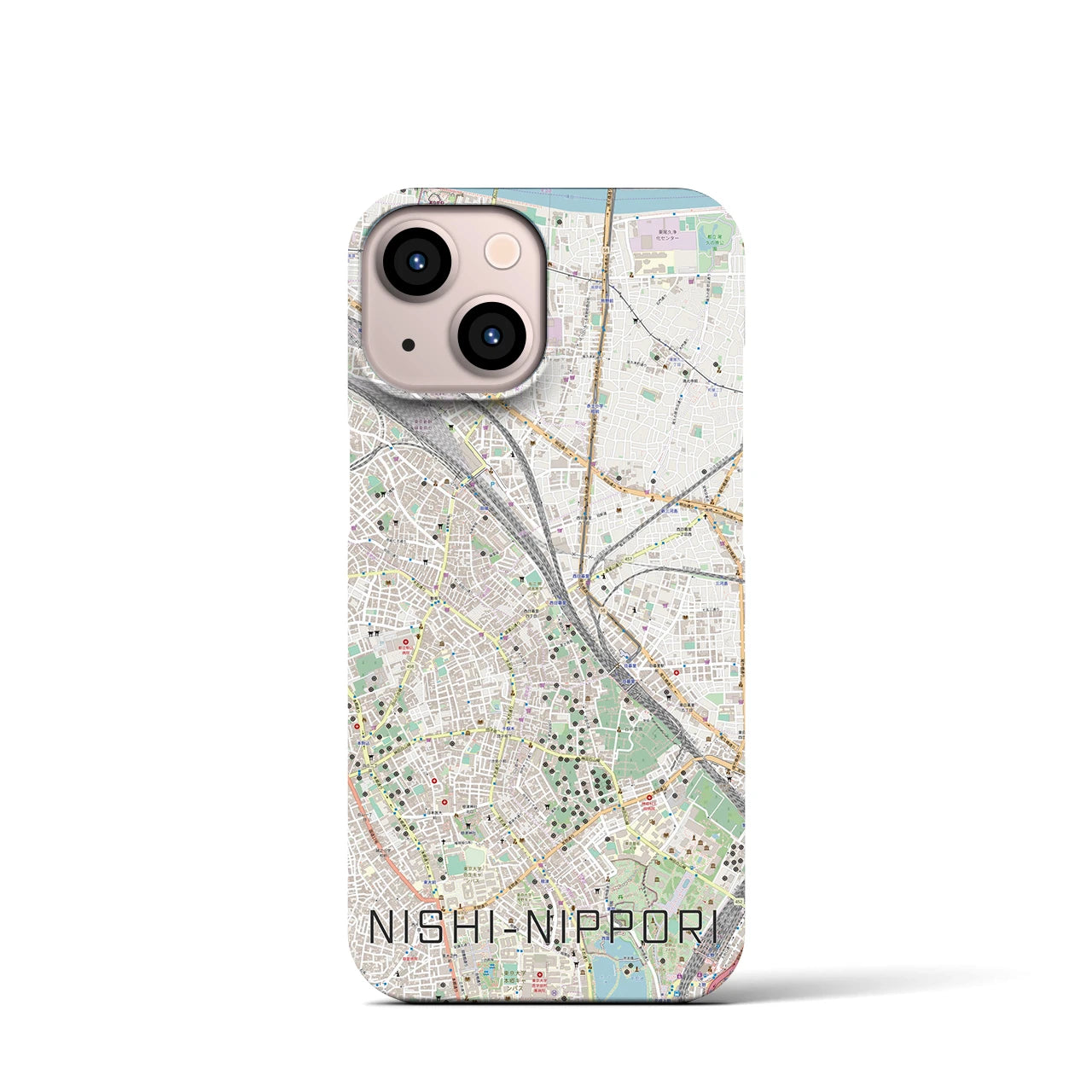 【西日暮里(東京都)】地図柄iPhoneケース(バックカバータイプ)