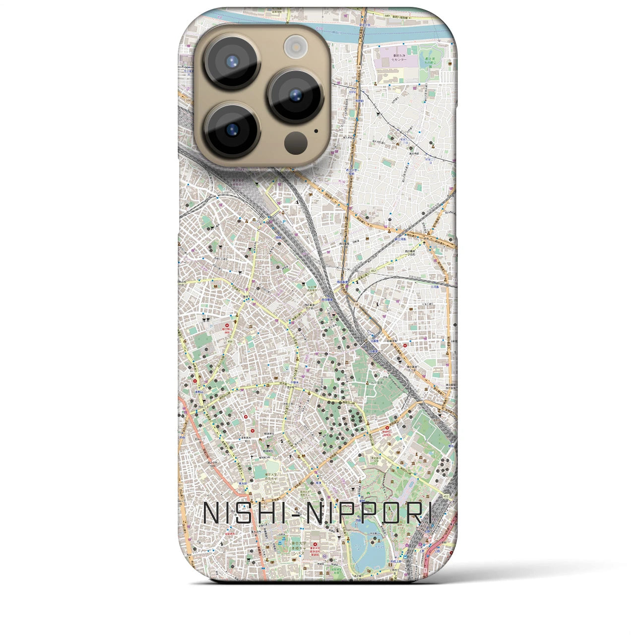 【西日暮里(東京都)】地図柄iPhoneケース(バックカバータイプ)
