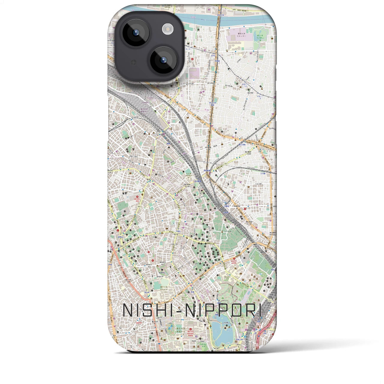 【西日暮里(東京都)】地図柄iPhoneケース(バックカバータイプ)