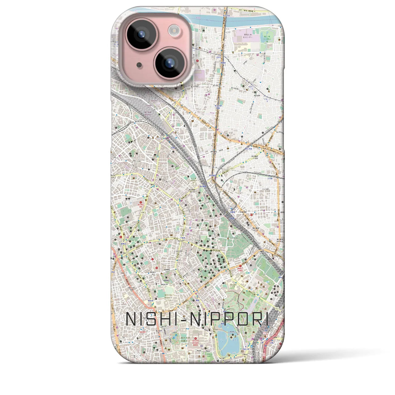 【西日暮里(東京都)】地図柄iPhoneケース(バックカバータイプ)