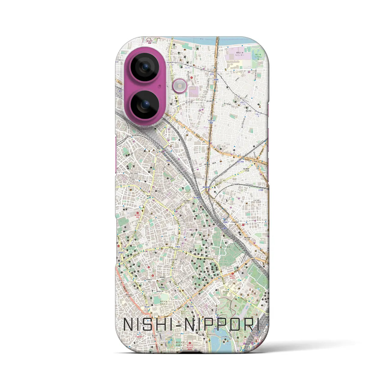 【西日暮里(東京都)】地図柄iPhoneケース(バックカバータイプ)