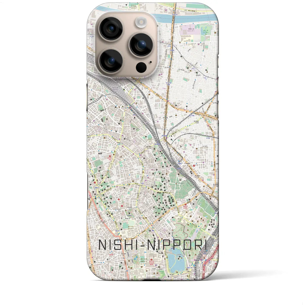 【西日暮里(東京都)】地図柄iPhoneケース(バックカバータイプ)