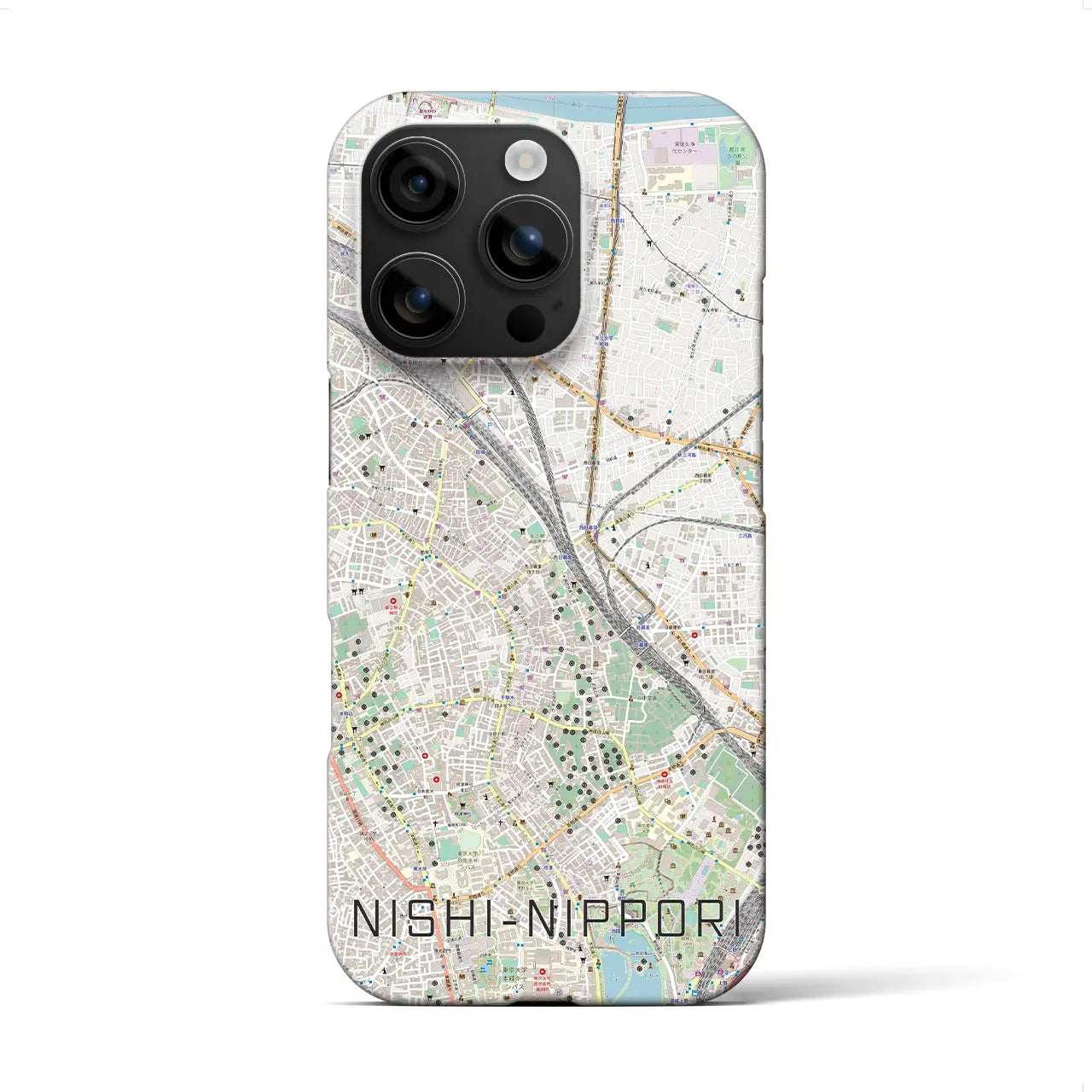 【西日暮里(東京都)】地図柄iPhoneケース(バックカバータイプ)