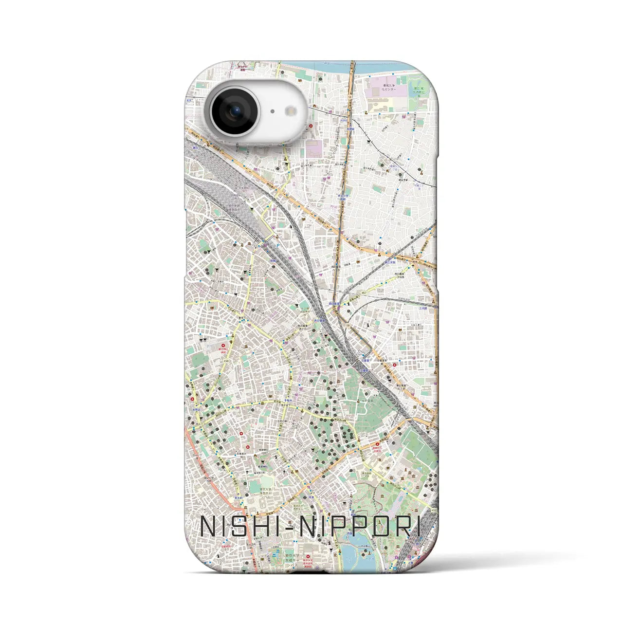 【西日暮里(東京都)】地図柄iPhoneケース(バックカバータイプ)