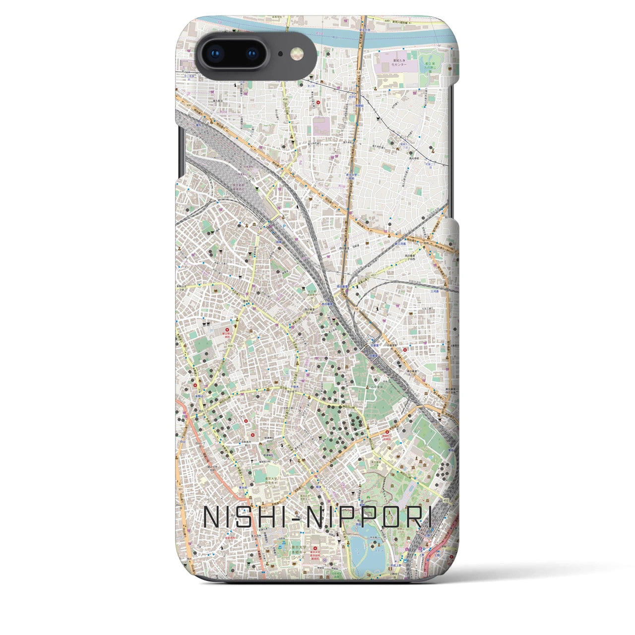 【西日暮里(東京都)】地図柄iPhoneケース(バックカバータイプ)