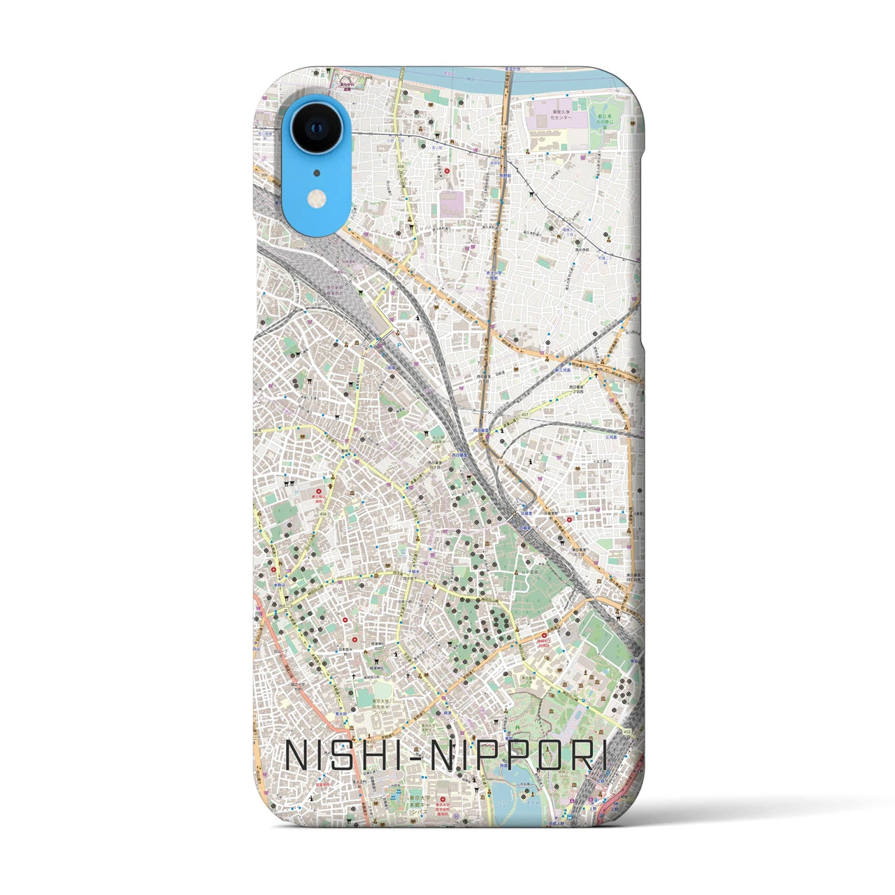 【西日暮里(東京都)】地図柄iPhoneケース(バックカバータイプ)