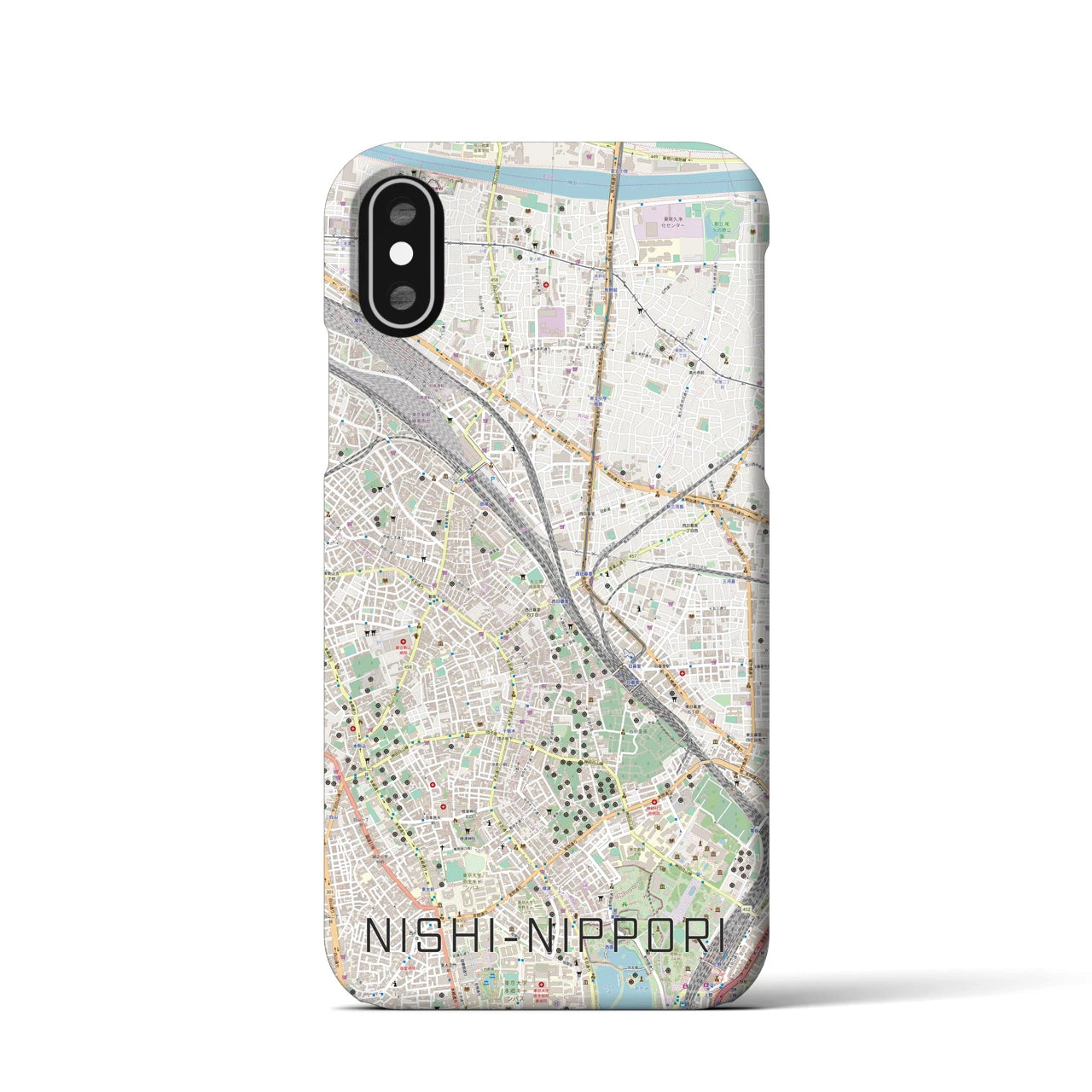 【西日暮里(東京都)】地図柄iPhoneケース(バックカバータイプ)