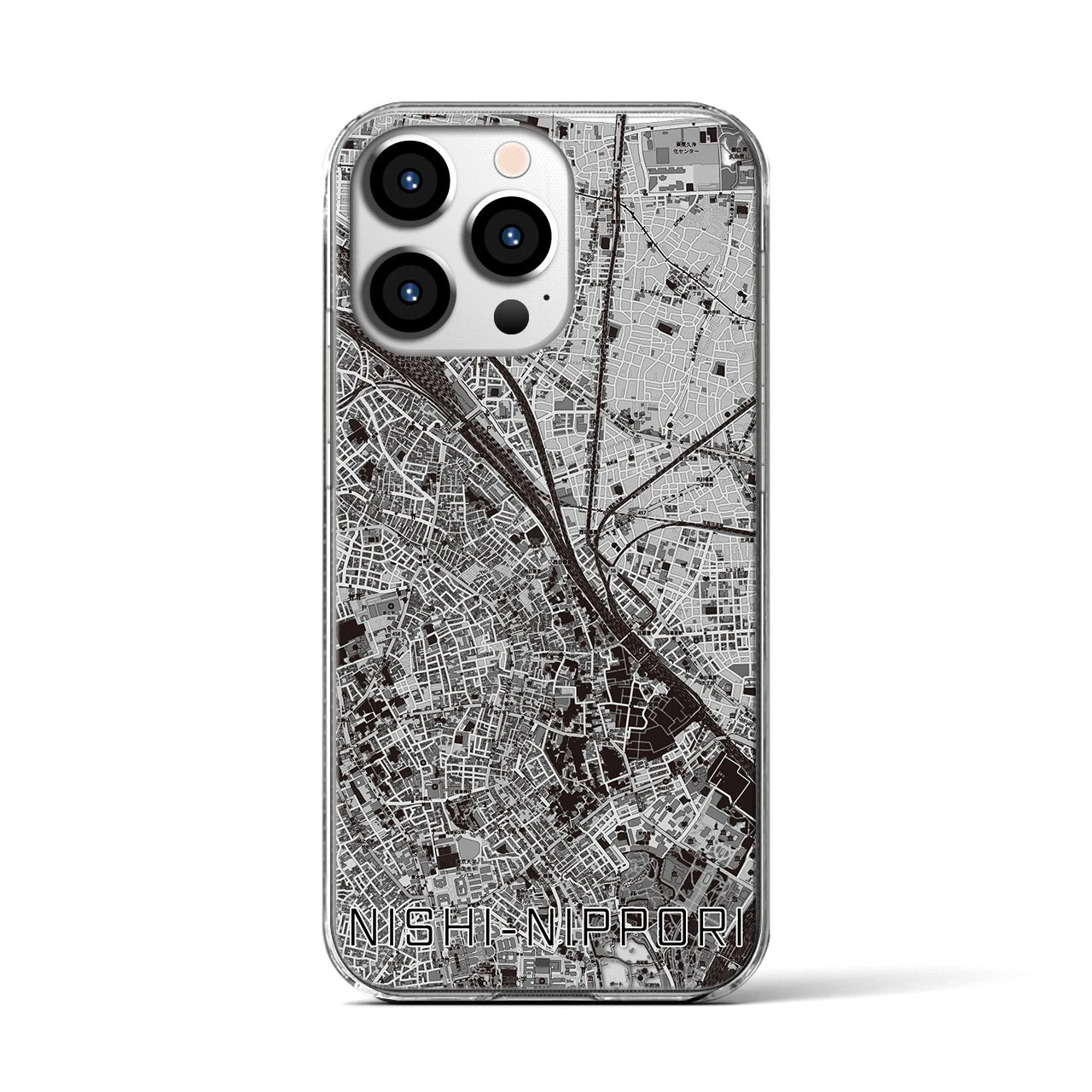 【西日暮里(東京都)】地図柄iPhoneケース(クリアタイプ)