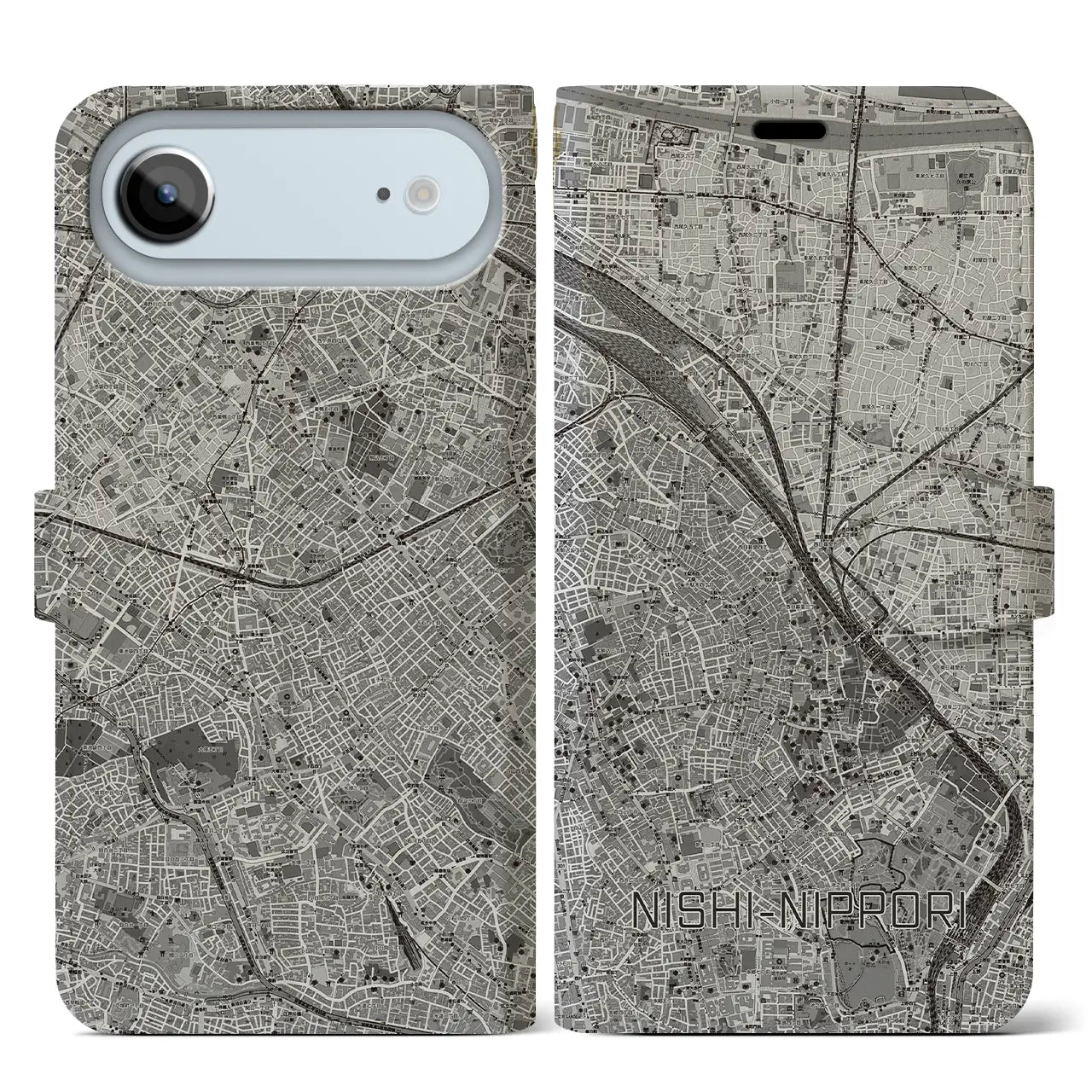 【西日暮里(東京都)】地図柄iPhoneケース(手帳タイプ)