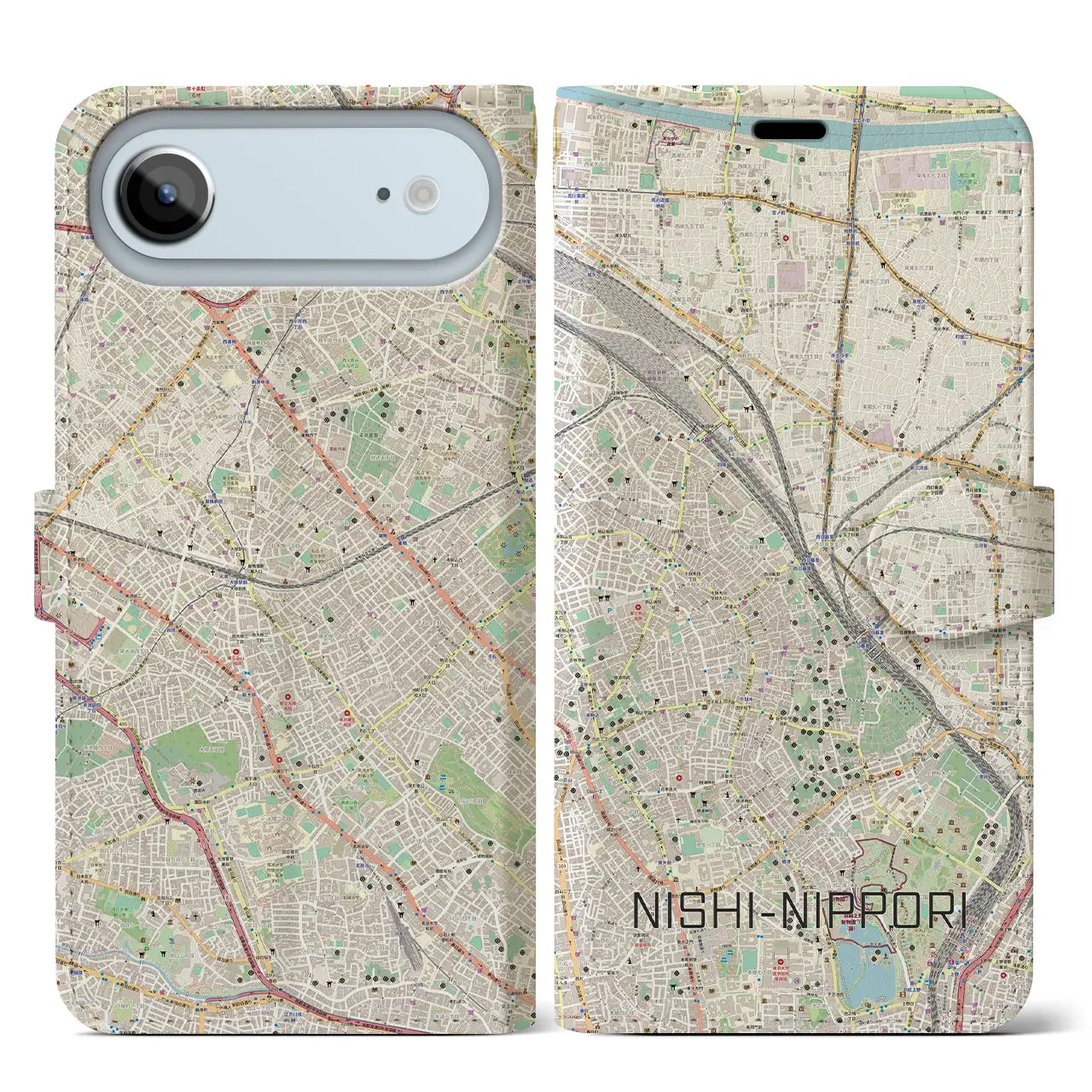 【西日暮里(東京都)】地図柄iPhoneケース(手帳タイプ)