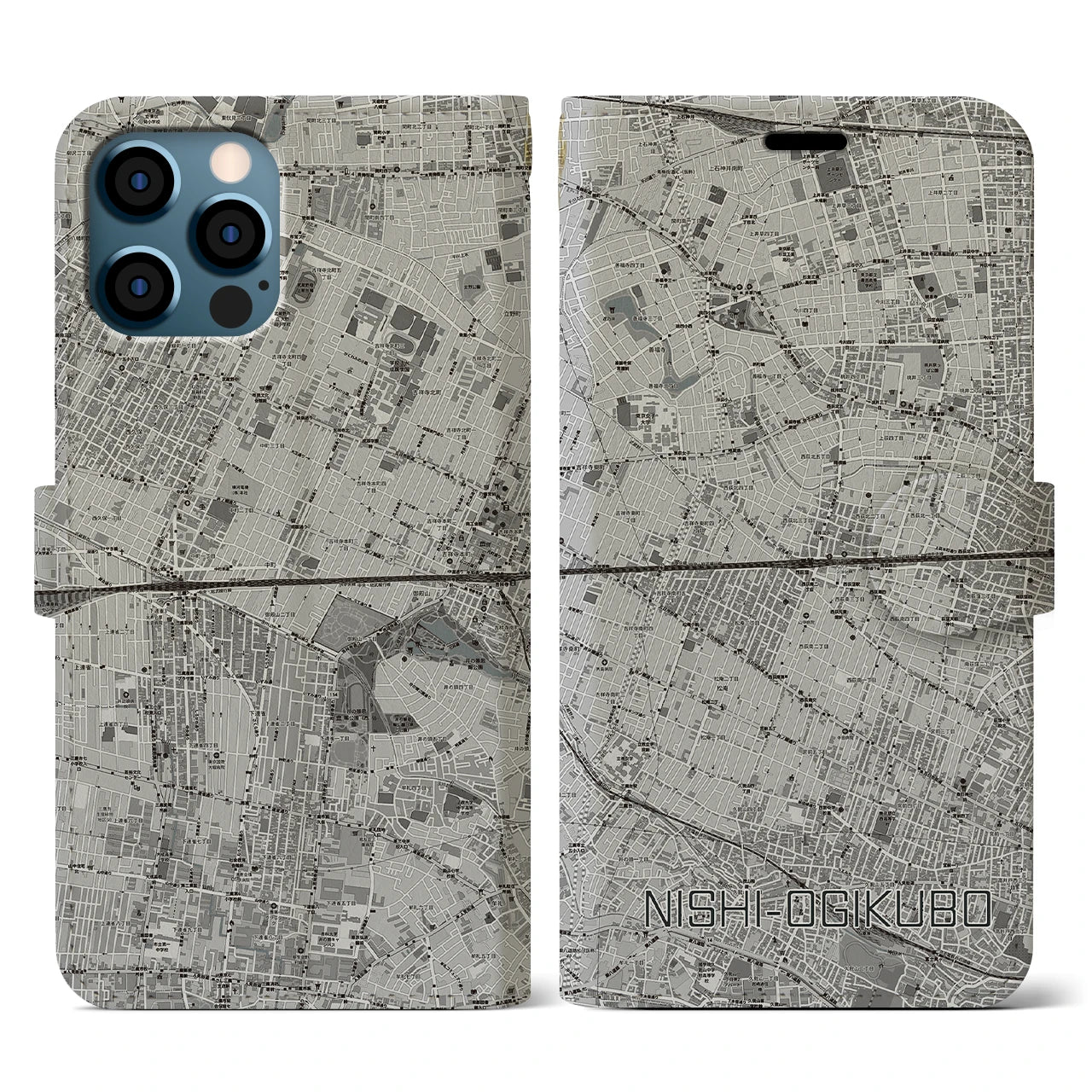 【西荻窪2(東京都)】地図柄iPhoneケース(手帳タイプ)