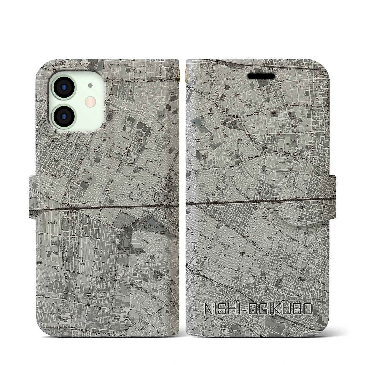 【西荻窪2(東京都)】地図柄iPhoneケース(手帳タイプ)