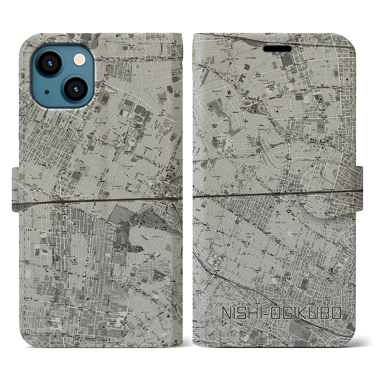 【西荻窪2(東京都)】地図柄iPhoneケース(手帳タイプ)