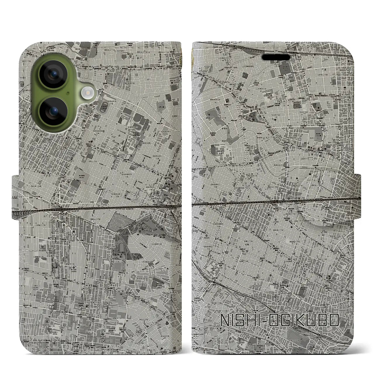 【西荻窪2(東京都)】地図柄iPhoneケース(手帳タイプ)