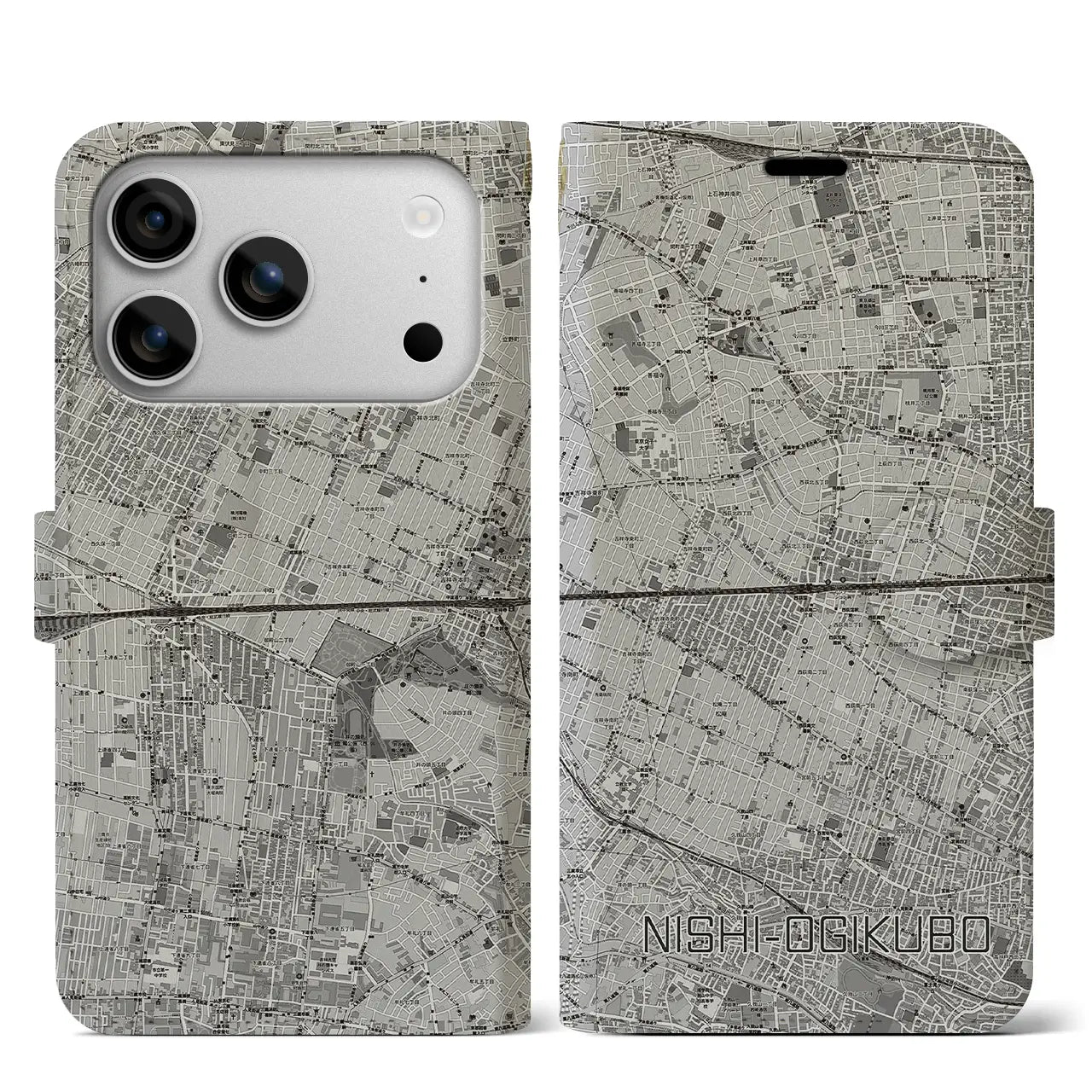 【西荻窪2(東京都)】地図柄iPhoneケース(手帳タイプ)