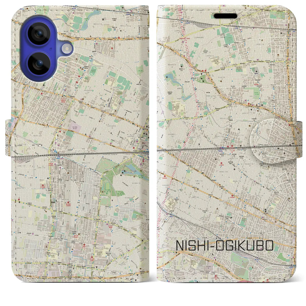 【西荻窪2(東京都)】地図柄iPhoneケース(手帳タイプ)