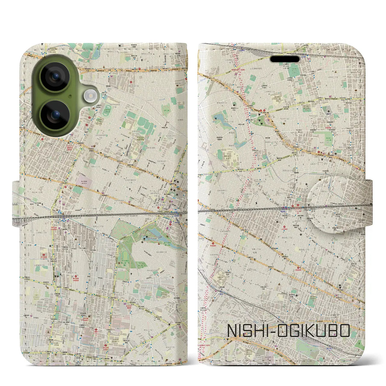 【西荻窪2(東京都)】地図柄iPhoneケース(手帳タイプ)