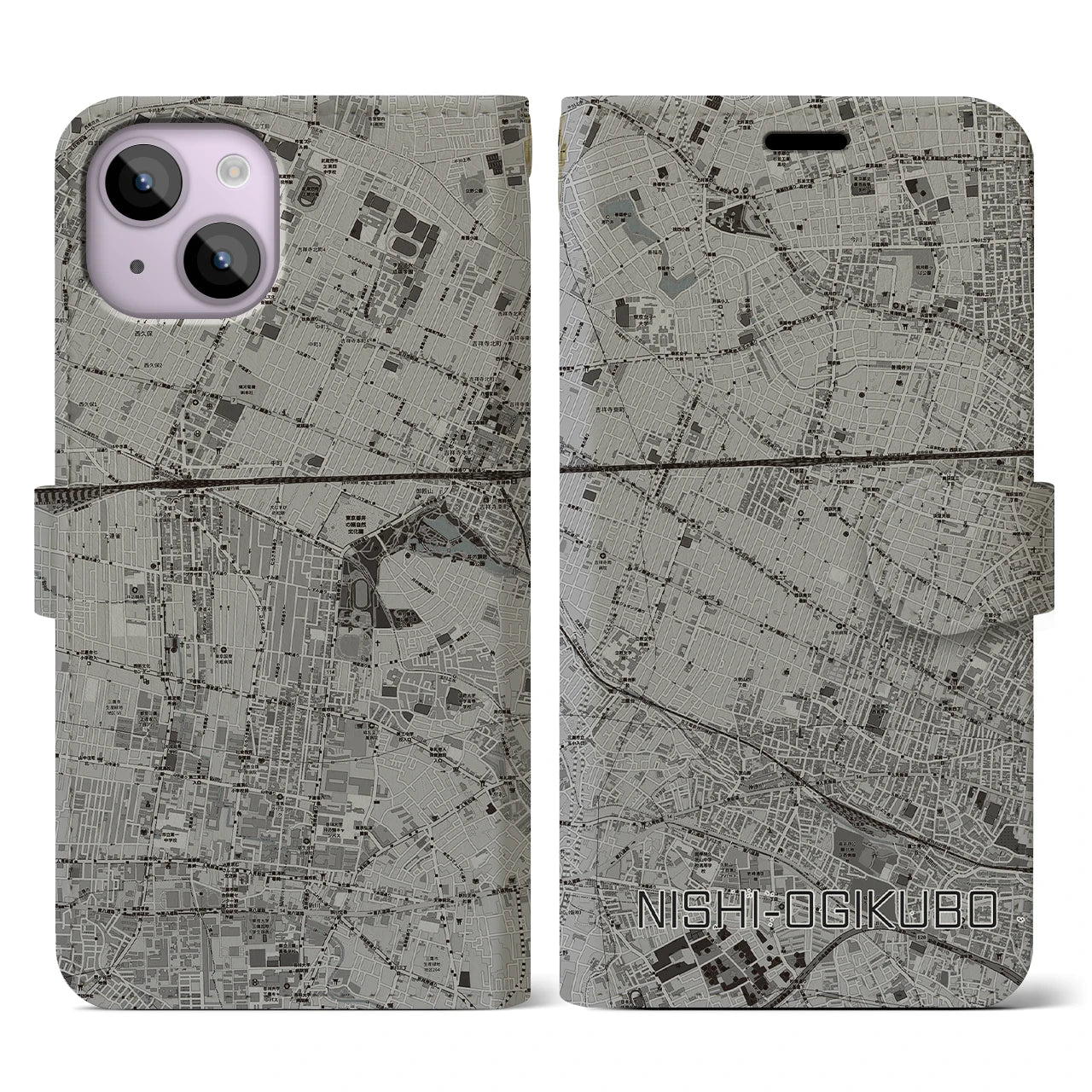 【西荻窪(東京都)】地図柄iPhoneケース(手帳タイプ)