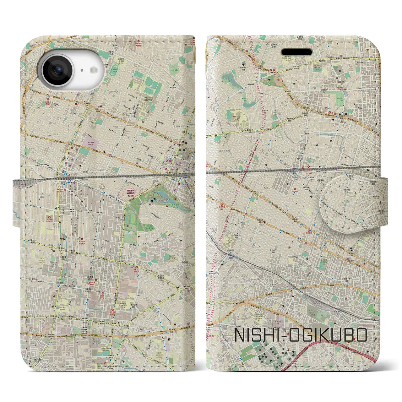 【西荻窪(東京都)】地図柄iPhoneケース(手帳タイプ)