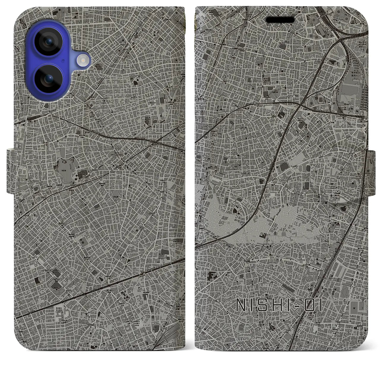 【西大井(東京都)】地図柄iPhoneケース(手帳タイプ)