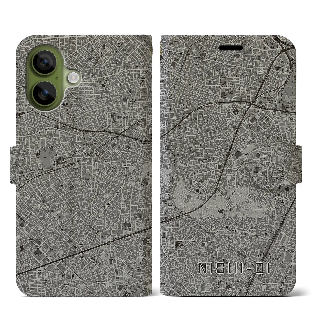 【西大井(東京都)】地図柄iPhoneケース(手帳タイプ)