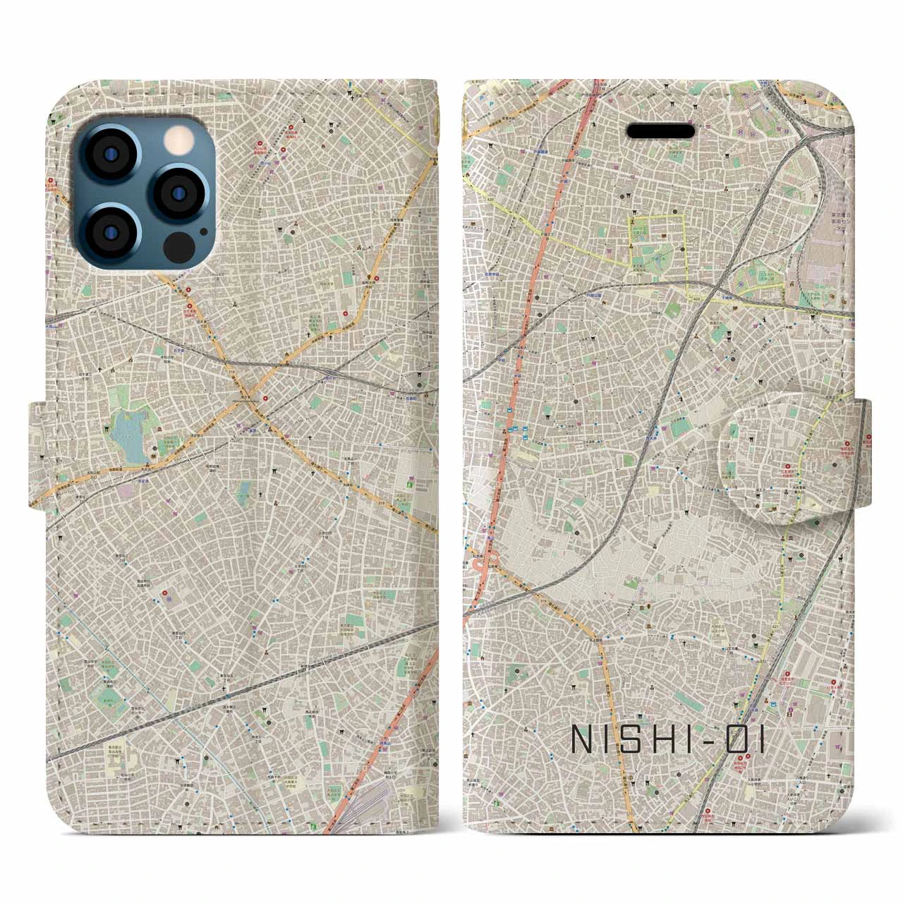 【西大井(東京都)】地図柄iPhoneケース(手帳タイプ)