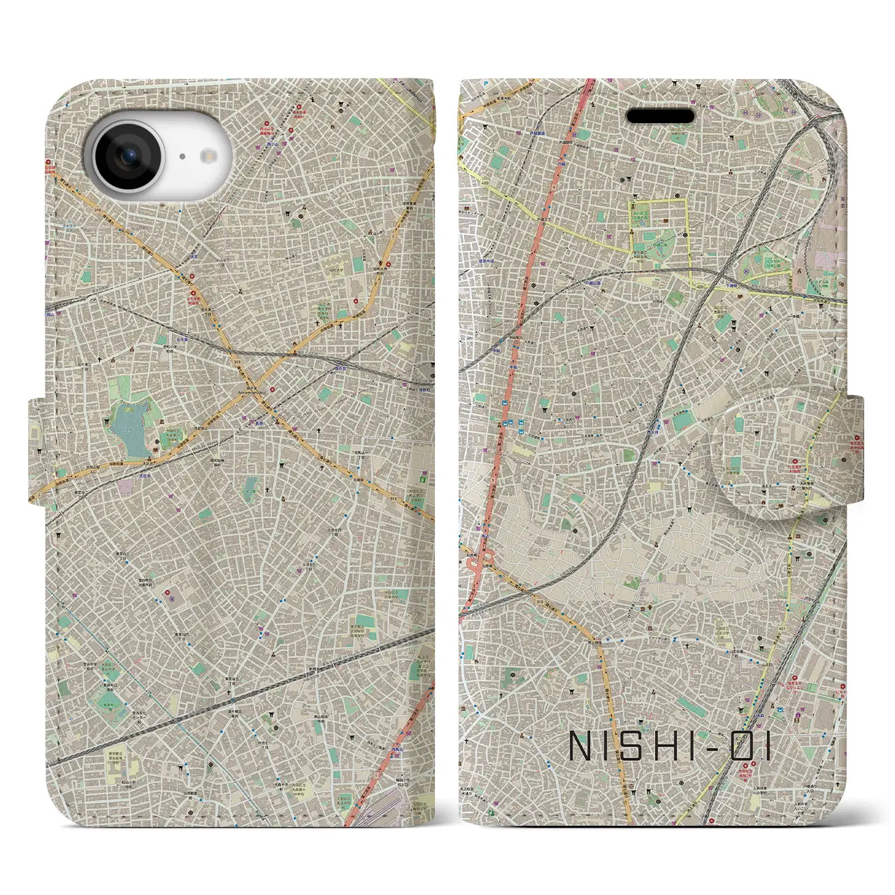 【西大井(東京都)】地図柄iPhoneケース(手帳タイプ)