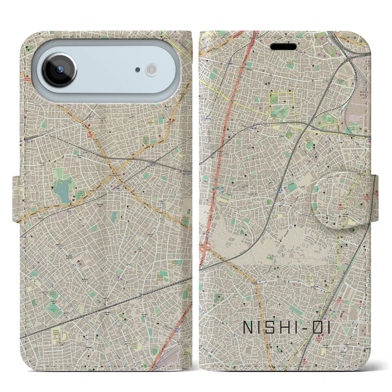 【西大井(東京都)】地図柄iPhoneケース(手帳タイプ)