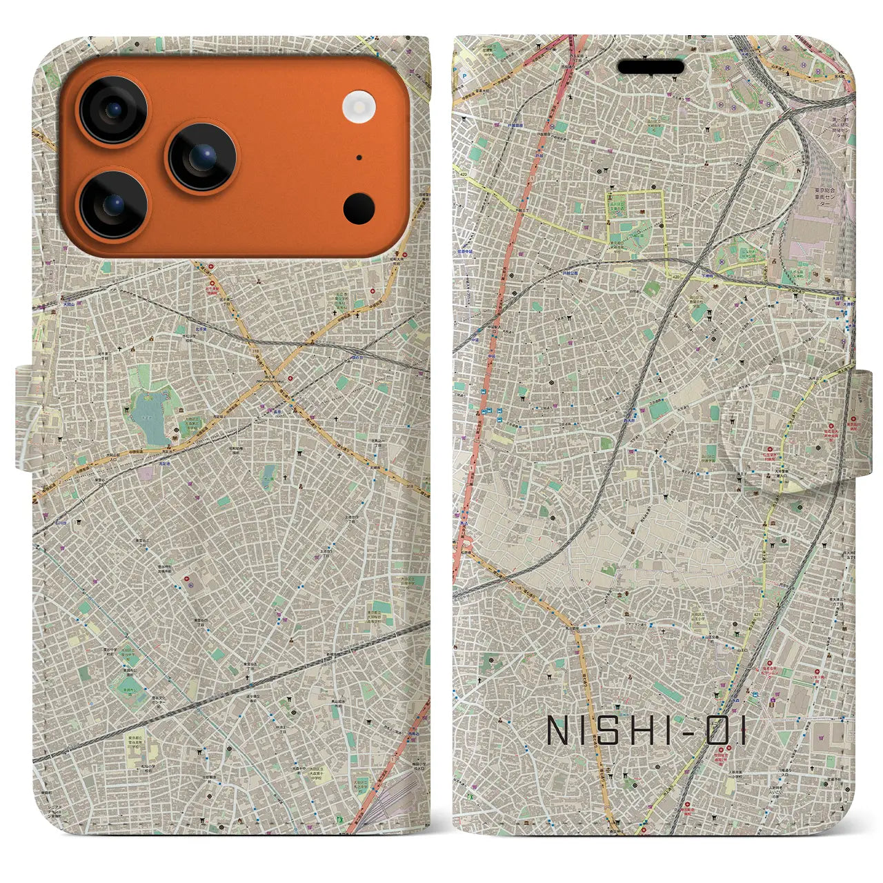 【西大井(東京都)】地図柄iPhoneケース(手帳タイプ)