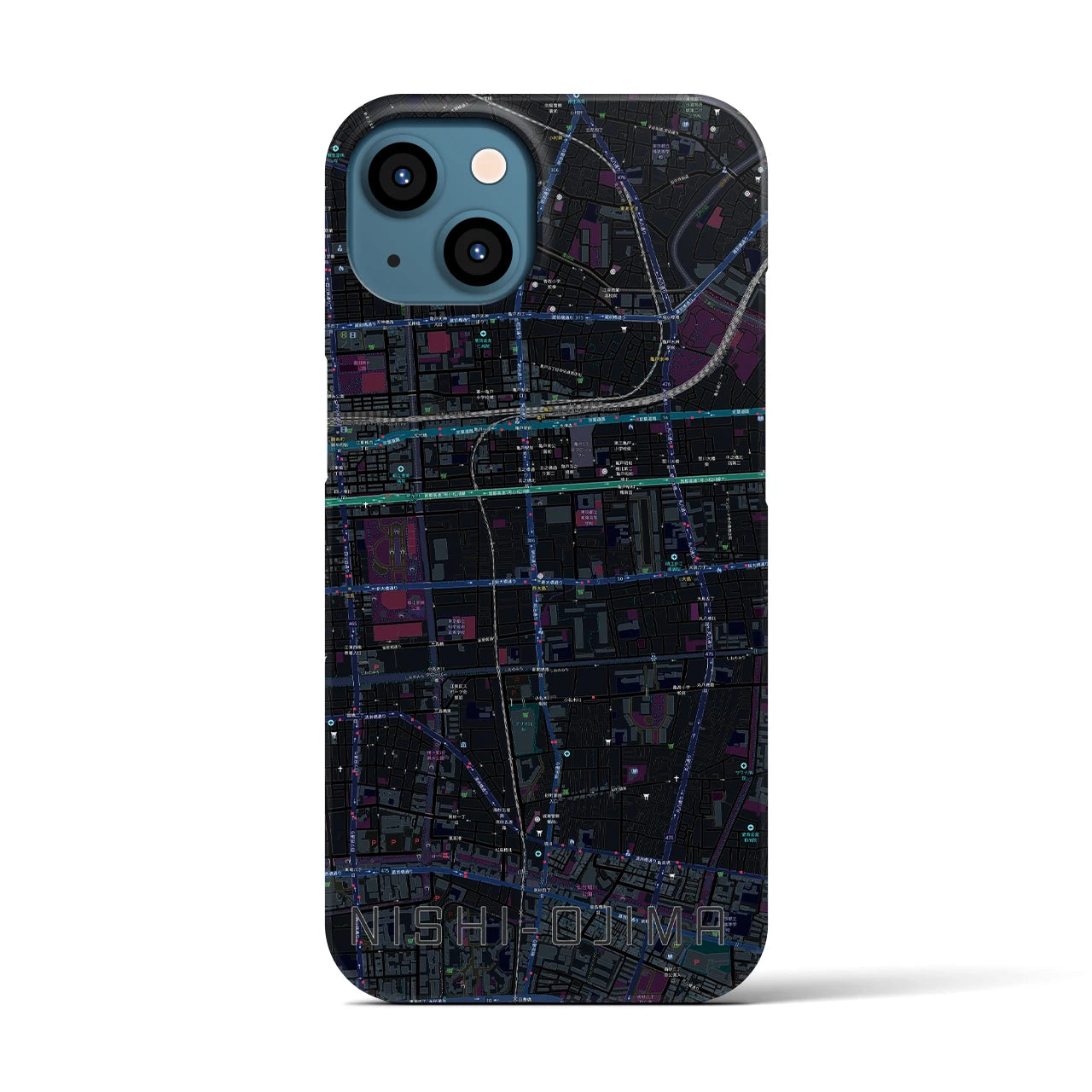 【西大島(東京都)】地図柄iPhoneケース(バックカバータイプ)