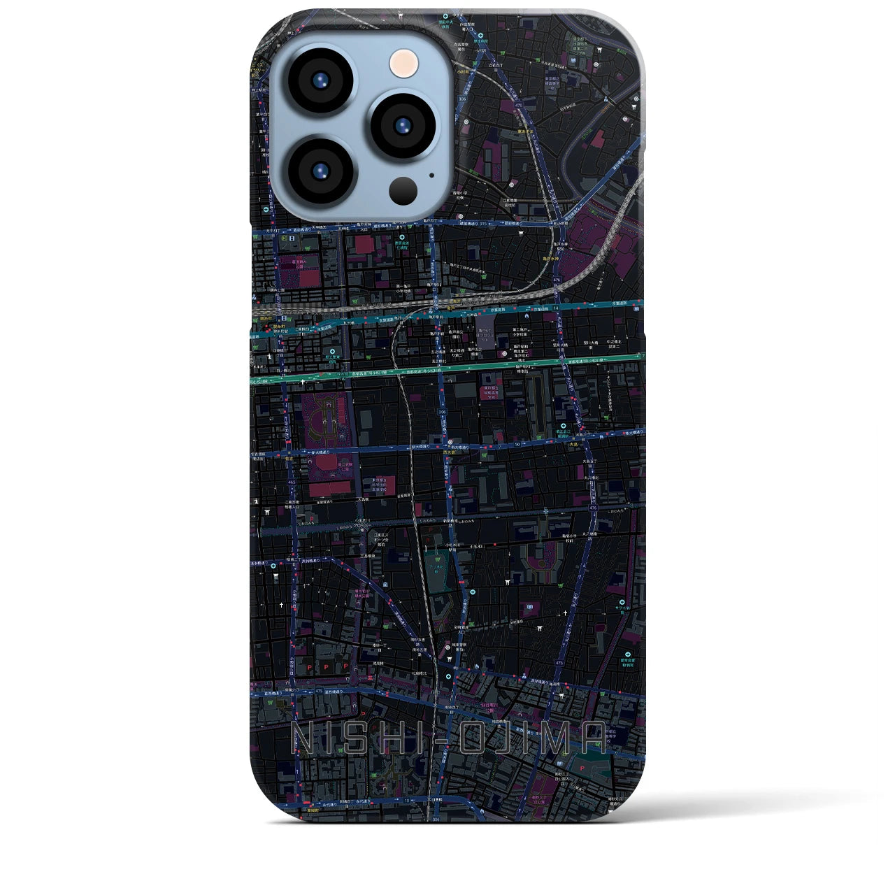 【西大島(東京都)】地図柄iPhoneケース(バックカバータイプ)