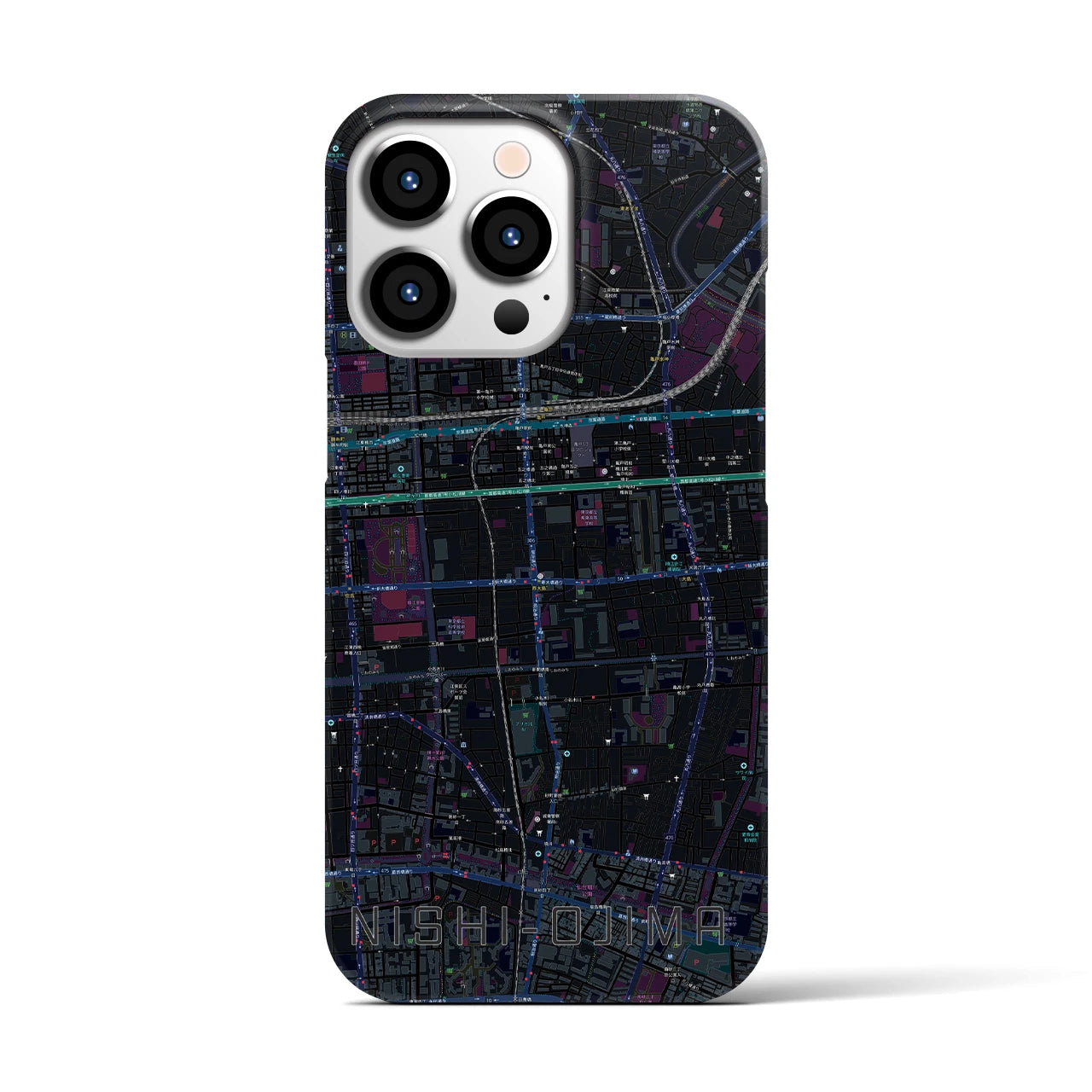 【西大島(東京都)】地図柄iPhoneケース(バックカバータイプ)
