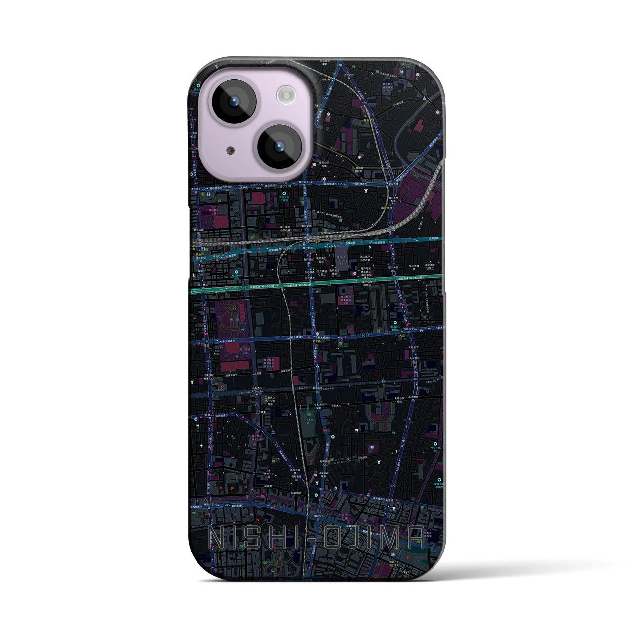 【西大島(東京都)】地図柄iPhoneケース(バックカバータイプ)