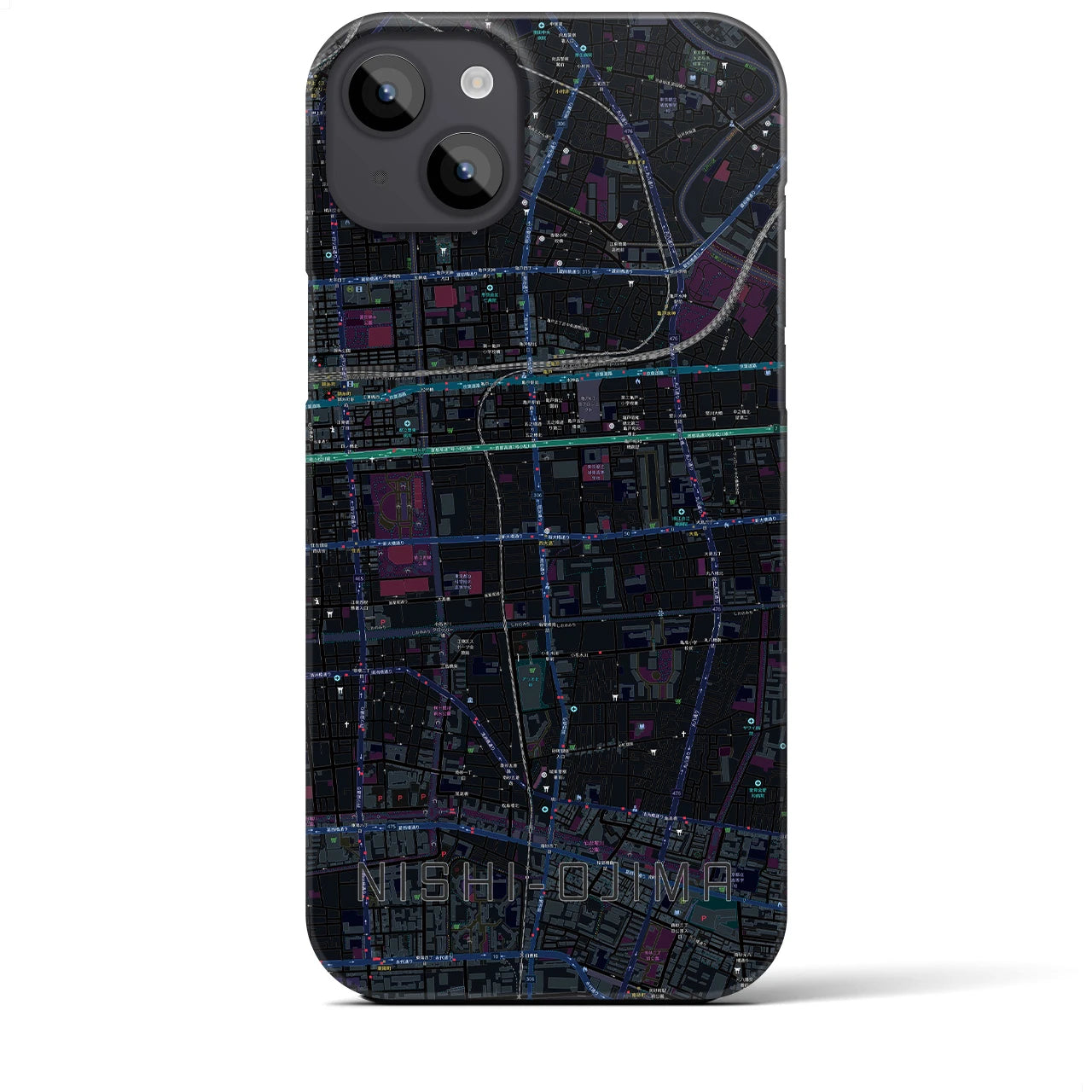 【西大島(東京都)】地図柄iPhoneケース(バックカバータイプ)