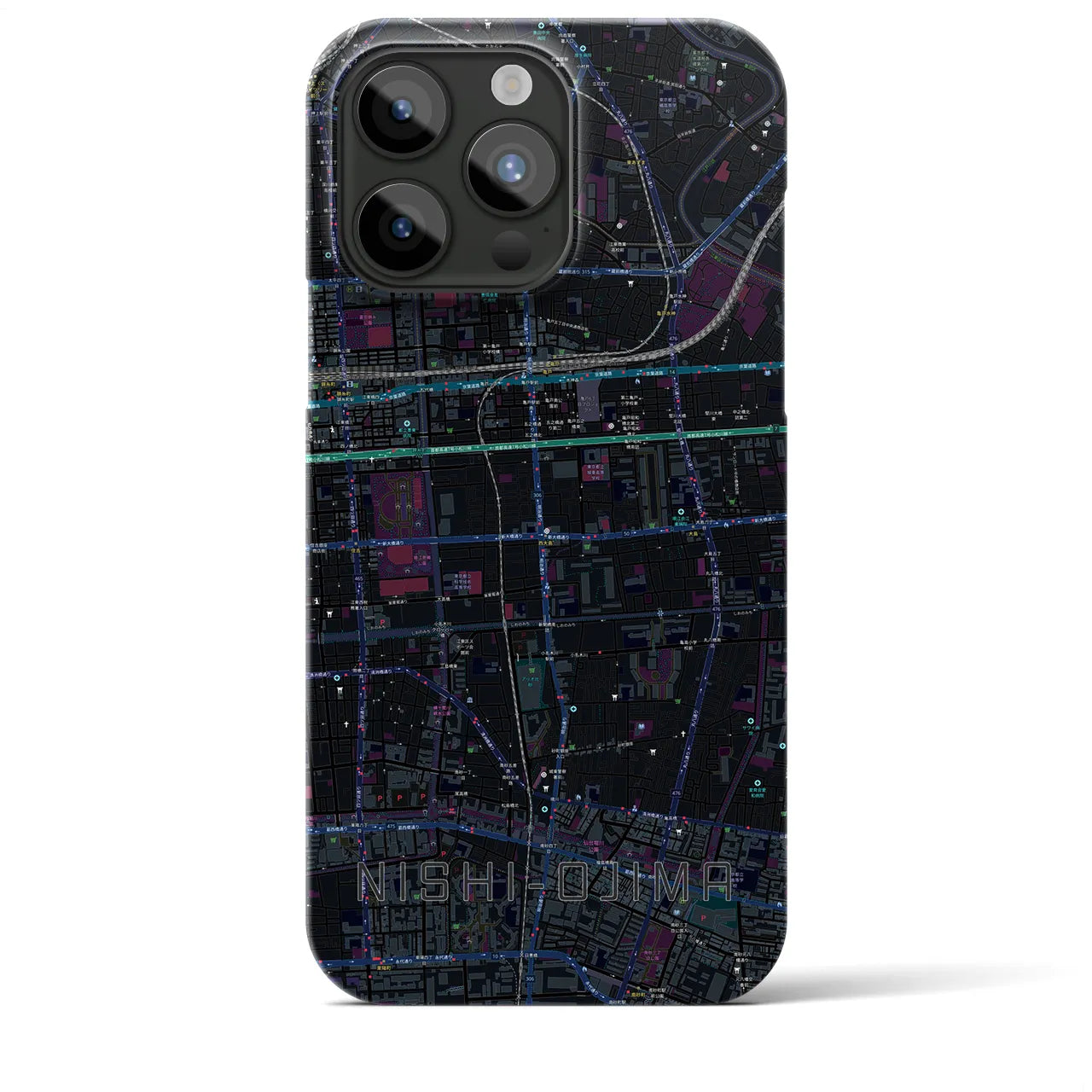 【西大島(東京都)】地図柄iPhoneケース(バックカバータイプ)