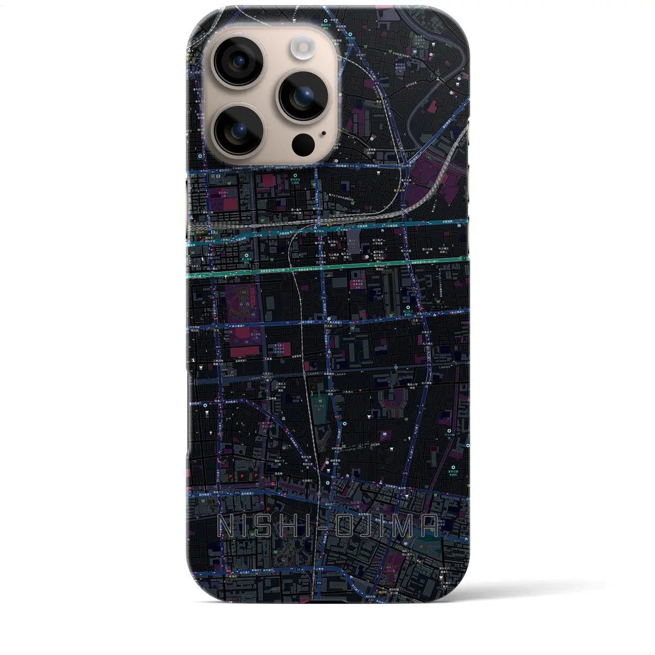 【西大島(東京都)】地図柄iPhoneケース(バックカバータイプ)