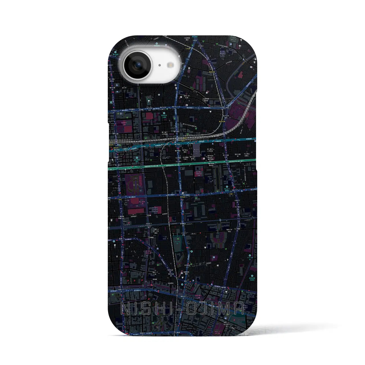 【西大島(東京都)】地図柄iPhoneケース(バックカバータイプ)